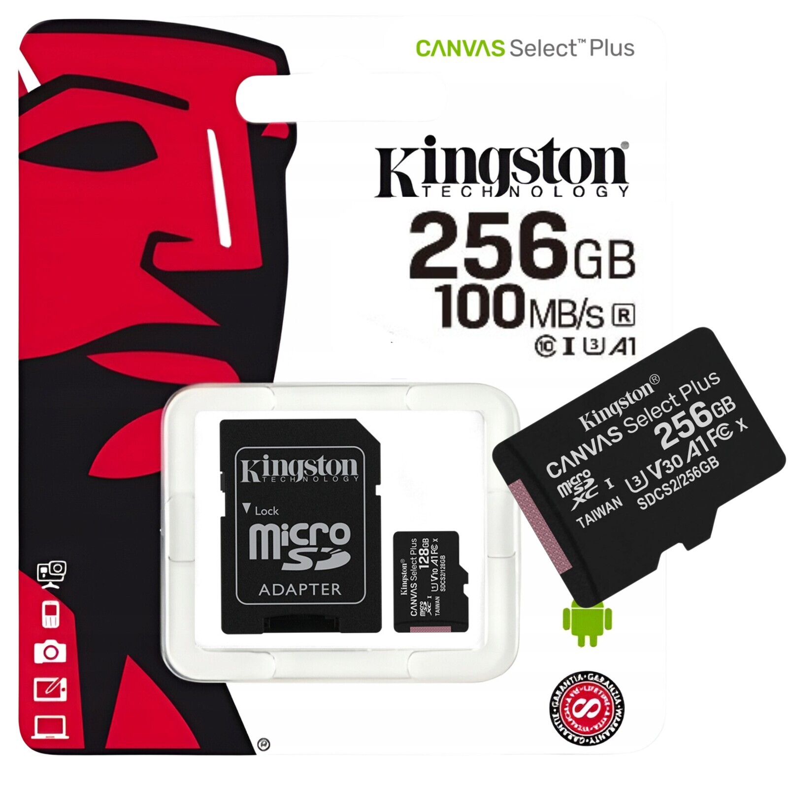 Paměťová karta 256GB Micro Sd Kingston SDCS2 C10 V10 A1 U3 100Mb/s Adapter