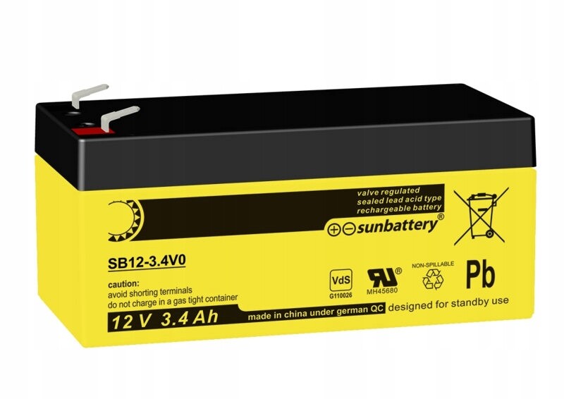 Akumulátor Agm 12V 3.4Ah faston 4.8 Sun SB12-3.4V0 Sun Battery