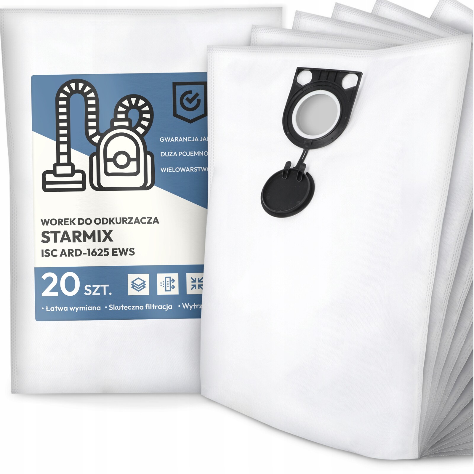 20 x Sáček pro Vysavač Starmix Isc ARD-1625 Ews Syntetický Velký Sáček G9