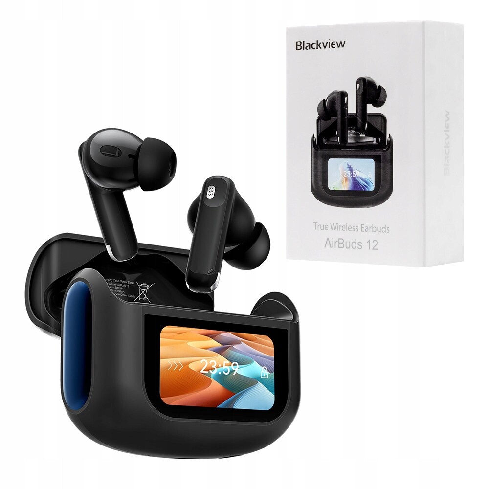 Blackview Bluetooth sluchátka AirBuds 12 Tws Bt 5.4 LCD černá 400 mAh