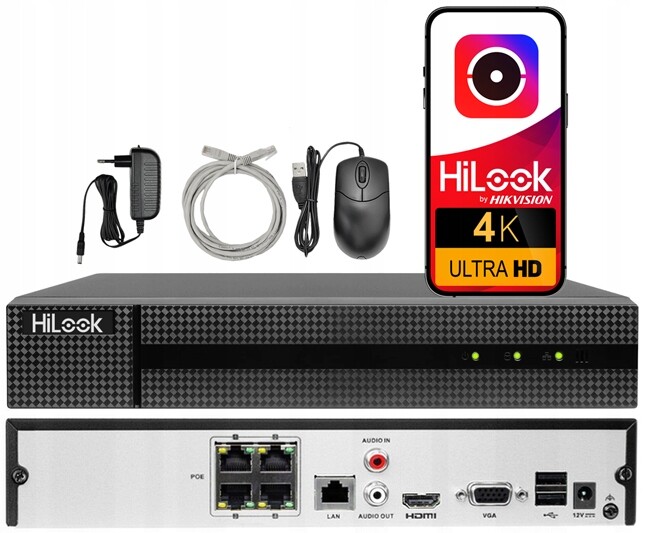 Ip rekordér pro 8MPx kamery NVR-104MH-C/4P HiLook od Hikvision 4x PoE