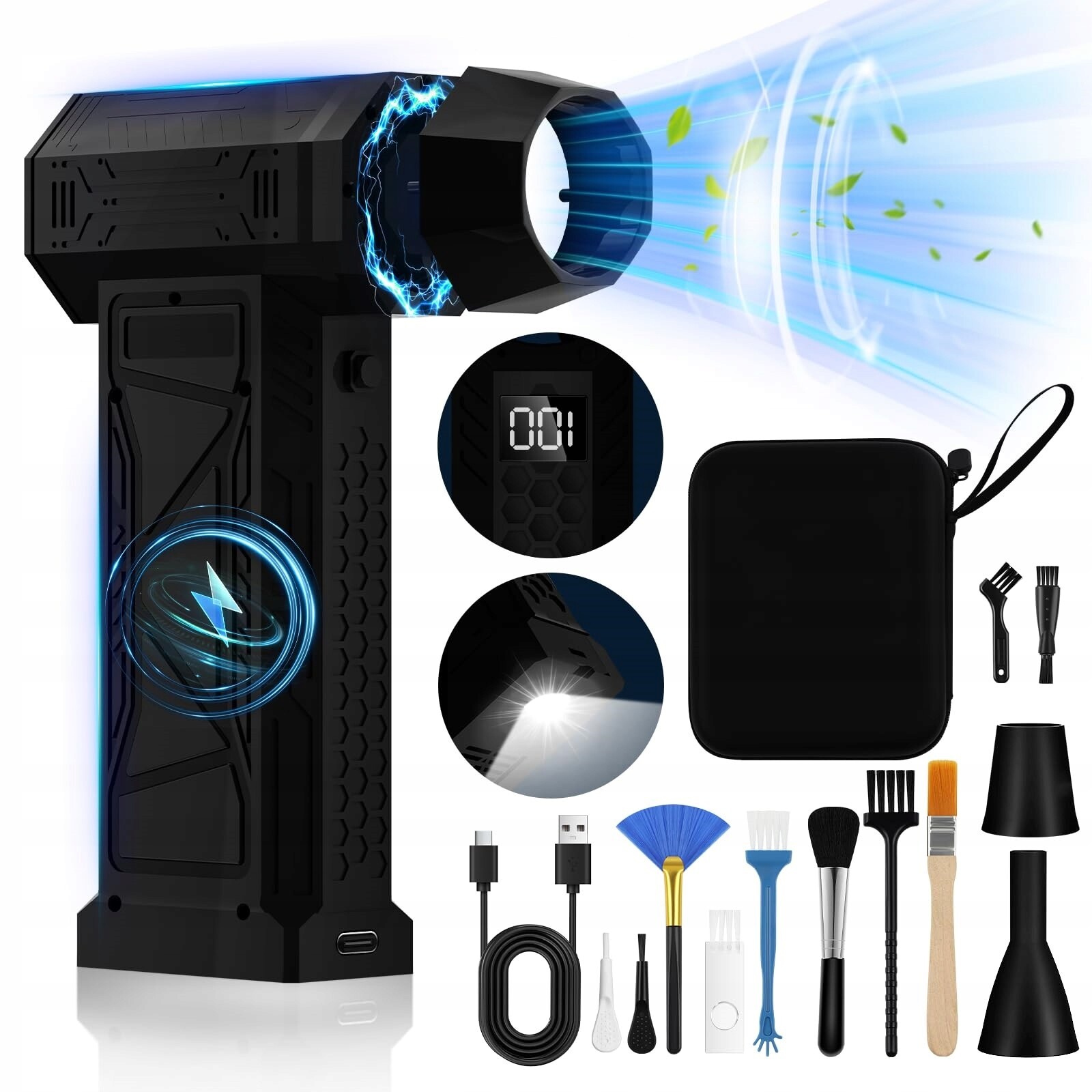 150K Rpm Elektrické Dmychadlo Stlačený Prachový Vzduch Air Duster Výkon