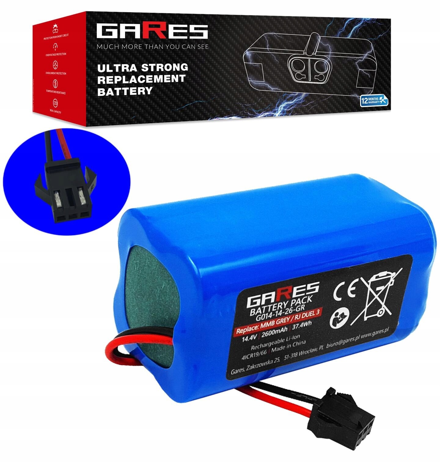 Akumulátor Gares pro Tesvor Simum V300 V6 X500 X580 X583 T8 14,4V 2,6Ah