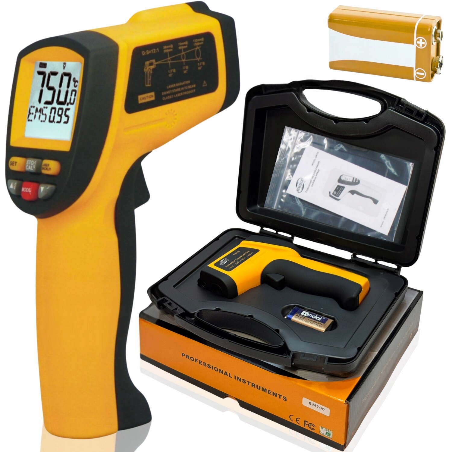 Pyrometr Laserový Bezdotykový Infračervený Teploměr S Emisivitou -50 +750°