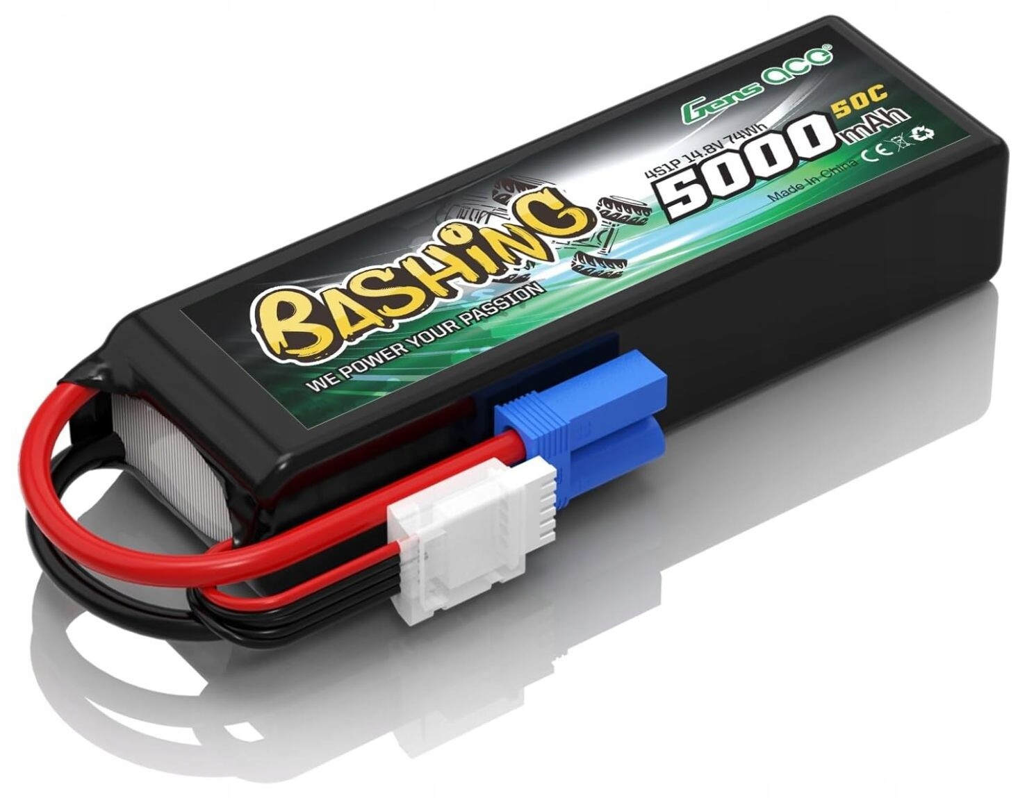 Akumulátor LiPo 4S1P 14,8V 5000mAh 50C konektor EC5 pro auta Rc Gens Ace