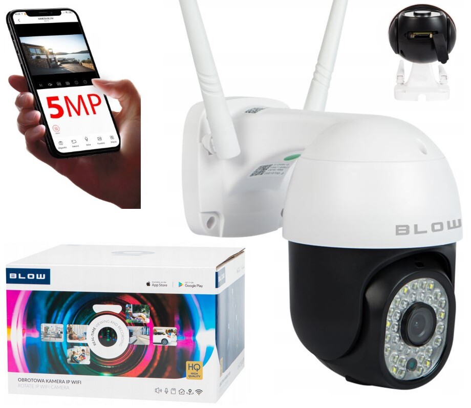 WiFi Kamera Venkovní Otočná Ip 5MPX Noční Režim Pro Ochranu Domu Sklad