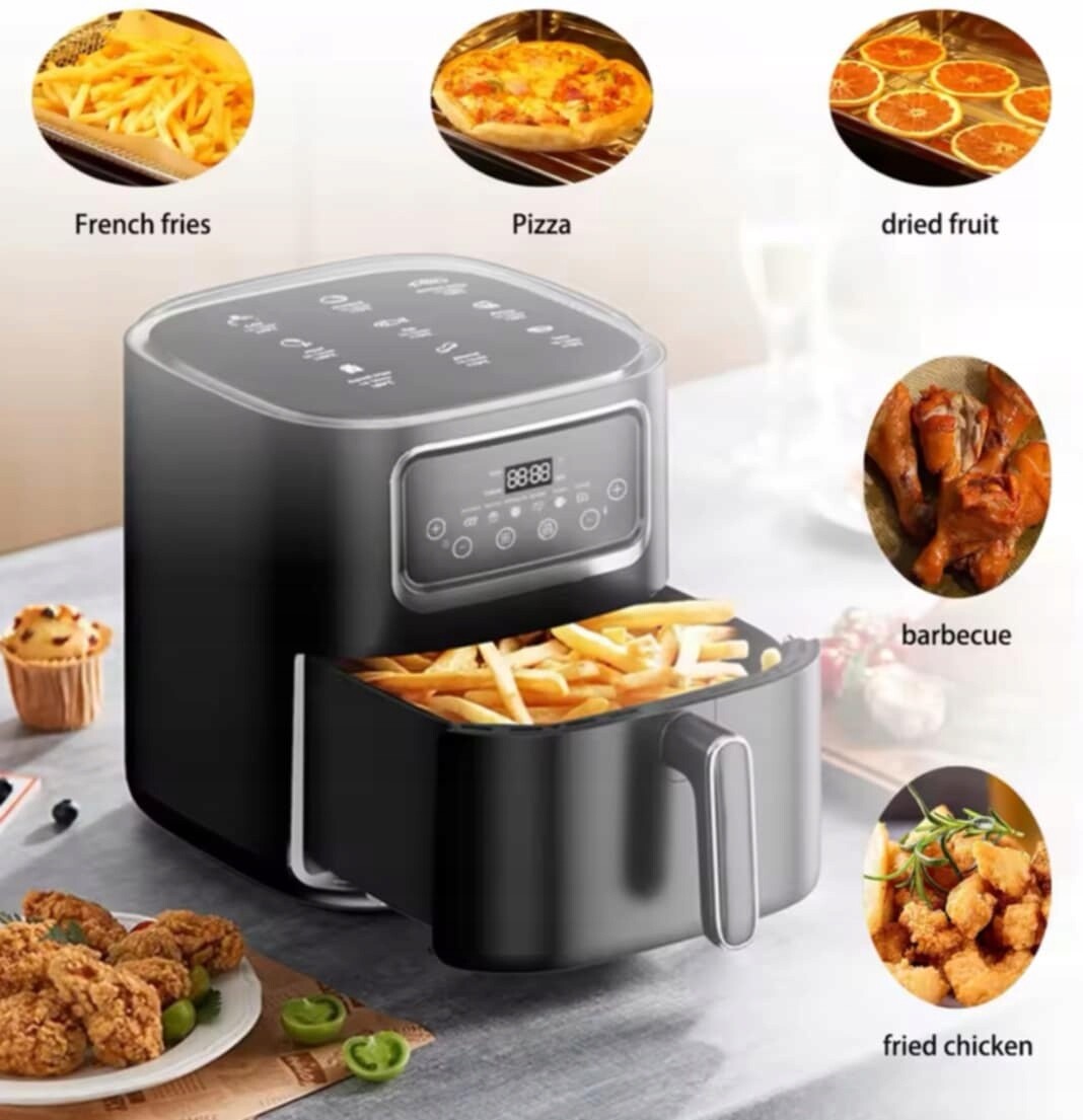 Airfryer 10 Litrů 2400 Wattů Stříbrný Crest Elektronický Displej