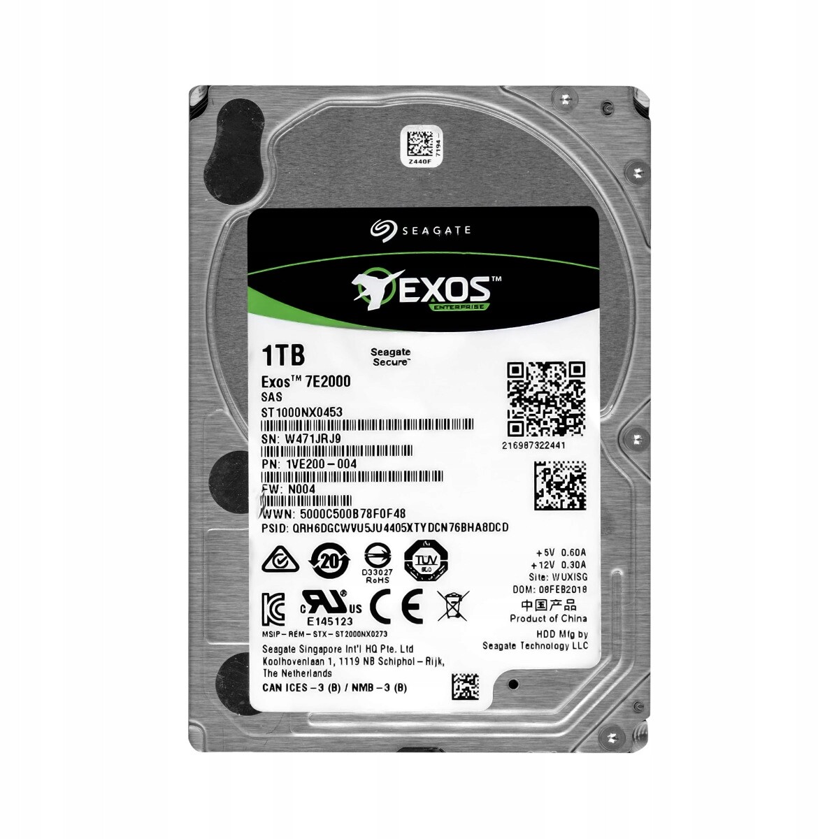 Seagate Exos 7E2000 1TB 7.2K 128MB SAS-3 2.5'' ST1000NX0453