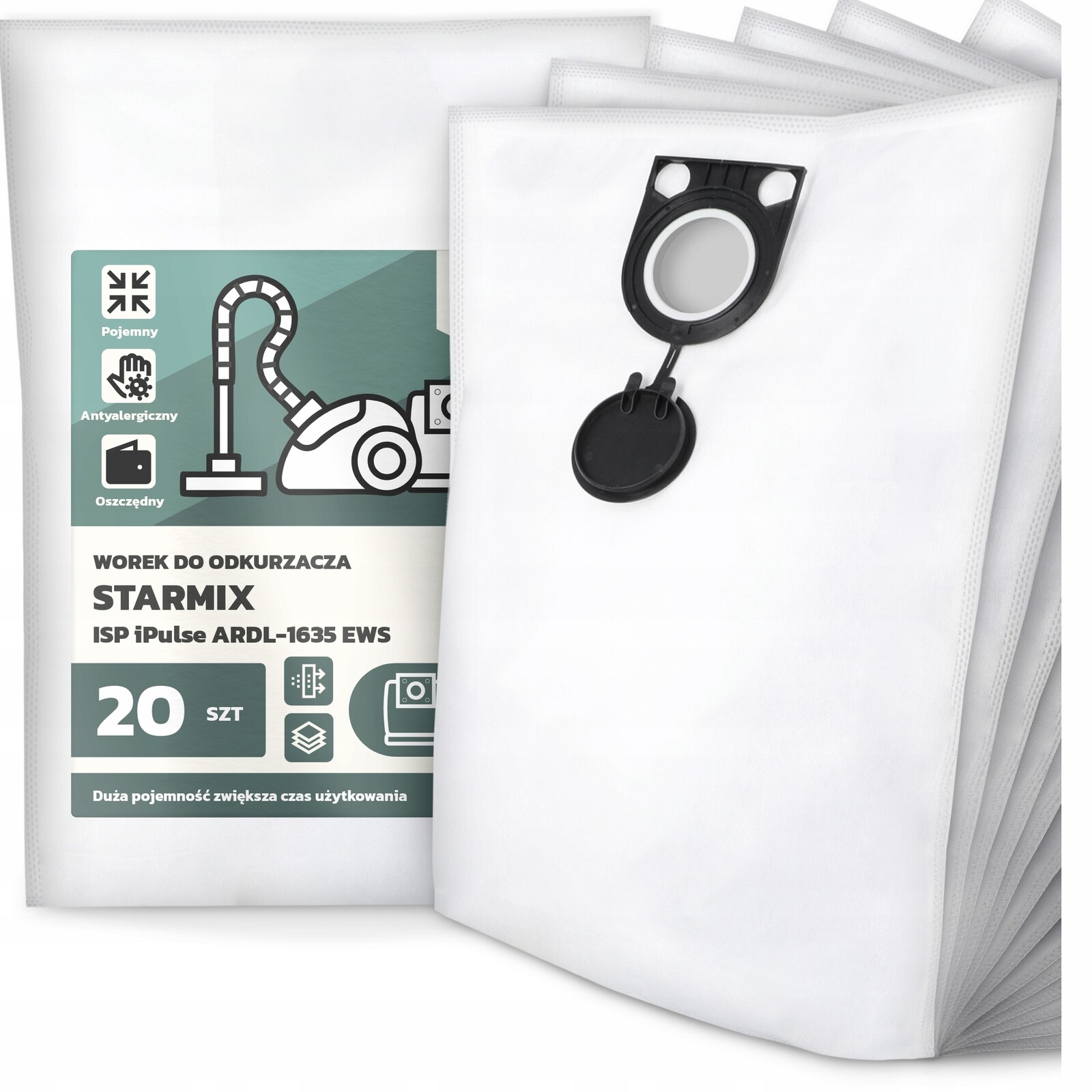 20 x Sáček do Vysavače Starmix Isp iPulse ARDL-1635 Ews Syntetický G9