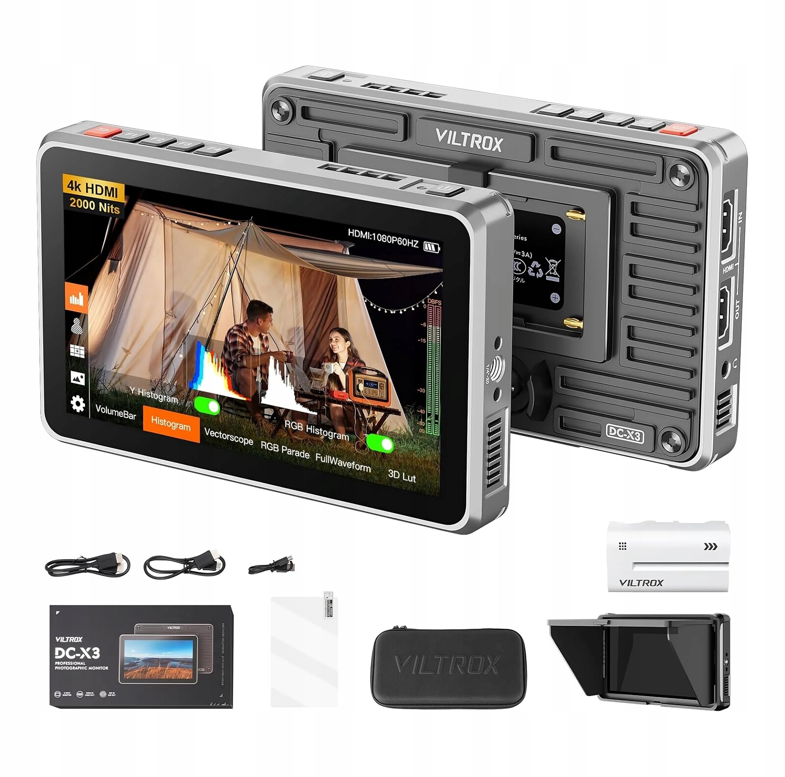 Dotykový monitor Viltrox DC-X3 s Fhd Ips kamerou, 2000 nitů, Sdi, Hdmi vstup/výstup