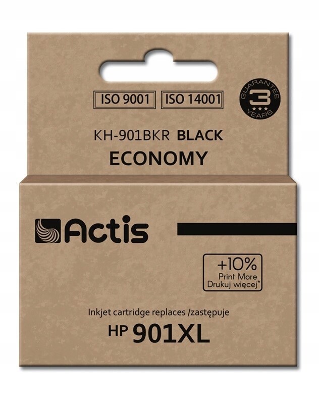 Actis KH-901BKR Inkoust (náhradní inkoust Hp 901XL CC654AE; Standard; 20 ml; černý)