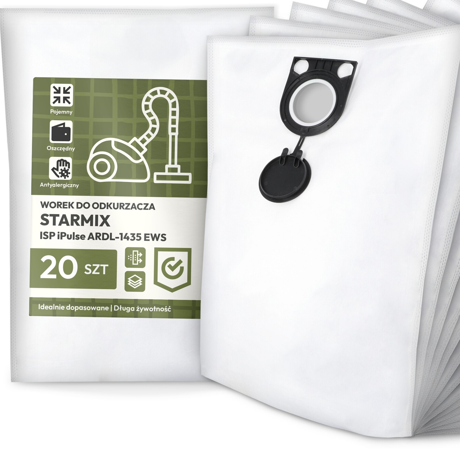 20 x Sáček do Vysavače Starmix Isp iPulse ARDL-1435 Ews Syntetický G9