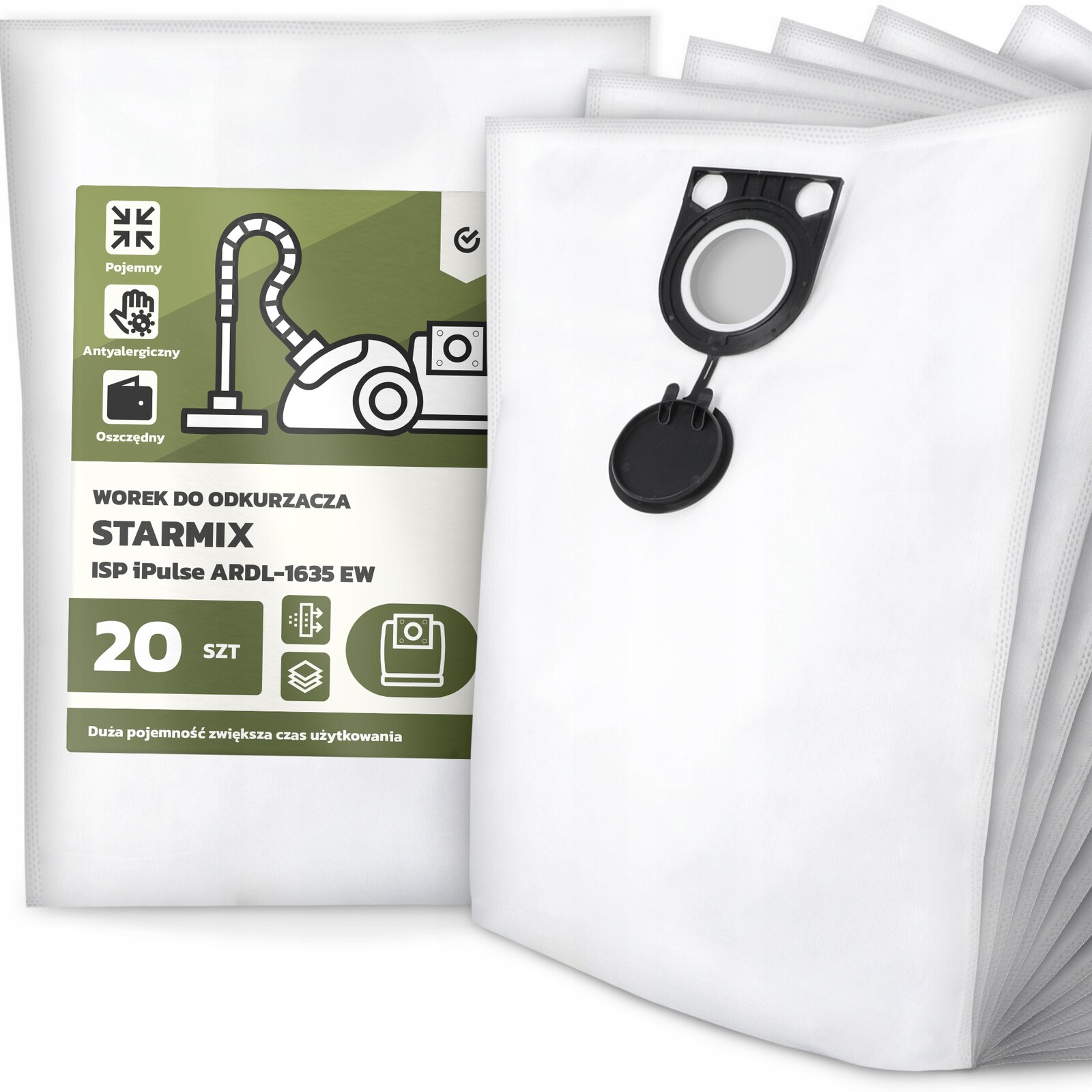 20 x Sáček Do Vysavače Starmix Isp iPulse ARDL-1635 Ew Syntetický G9