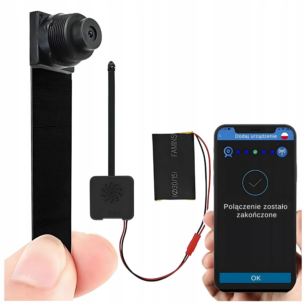 Mini Špionážní Kamera Skrytá Wifi Široký Úhel Aplikace V Polštině