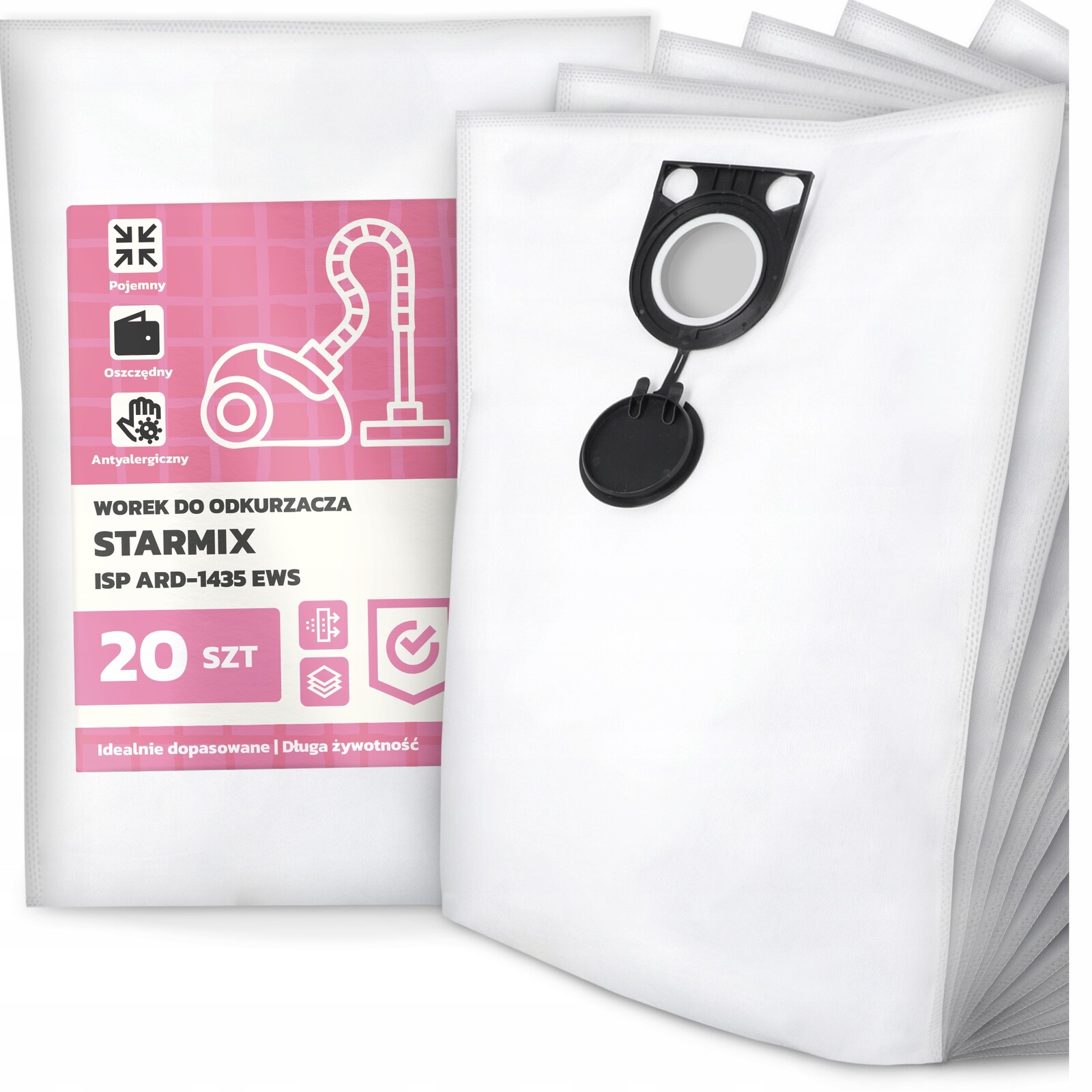 20 x Sáček do Vysavače Starmix Isp ARD-1435 Ews Syntetický Objemný G9