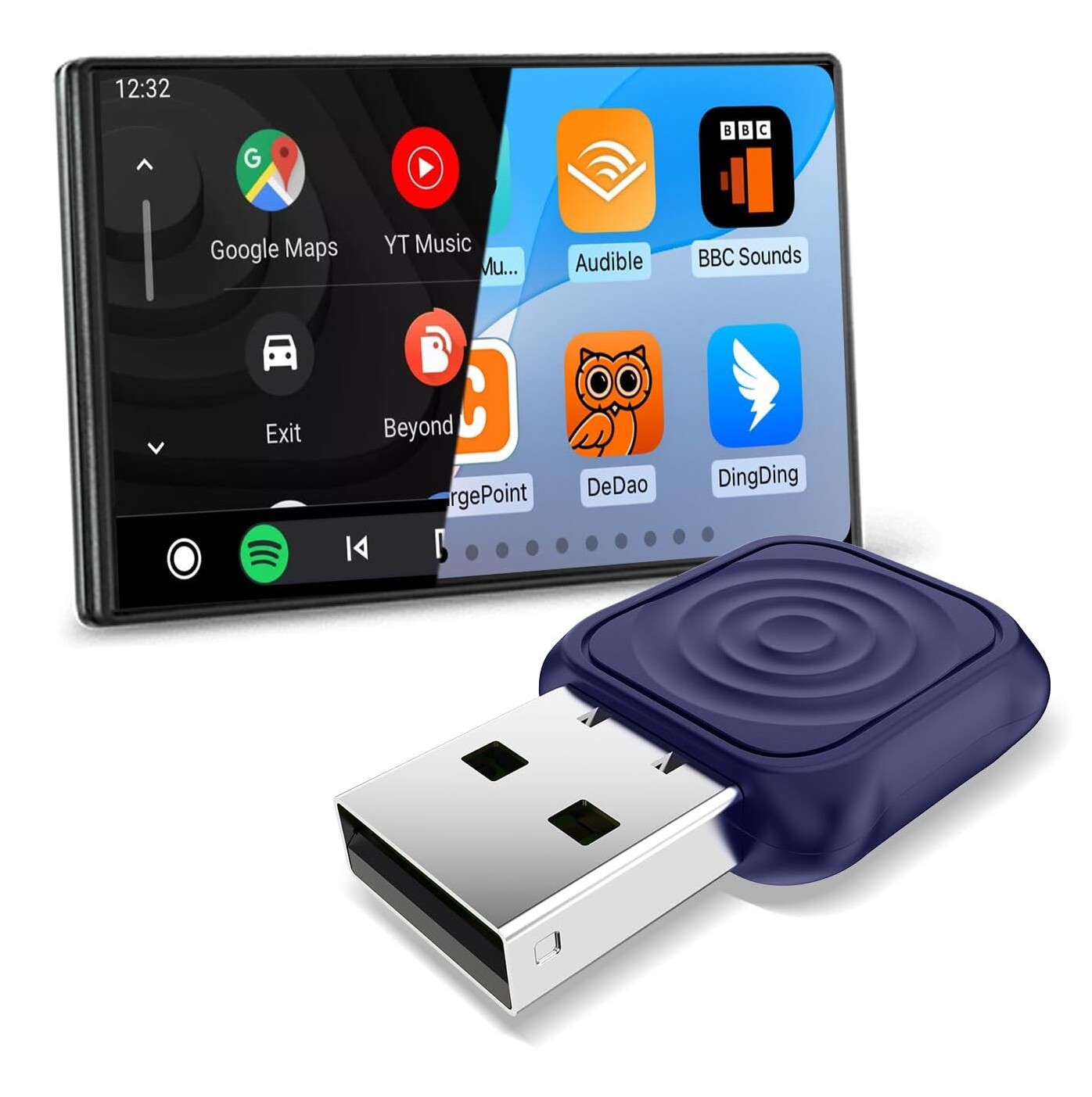 Bezdrátový adaptér Carlinkit Mini Ultra 2 v 1 pro Carplay a Android Auto – zástrčka