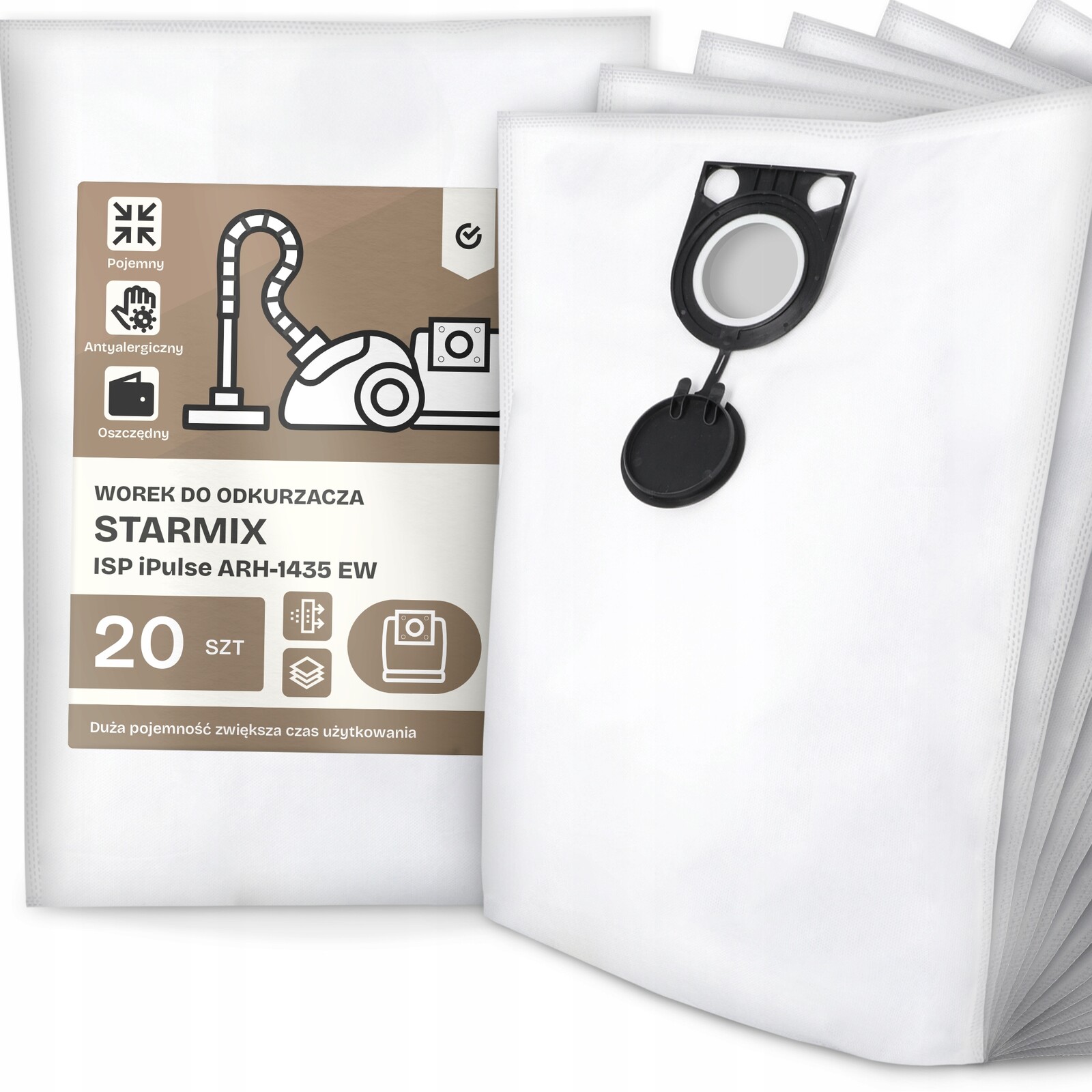 20 x Sáček do Vysavače Starmix Isp iPulse ARH-1435 Ew Syntetický Velký G9
