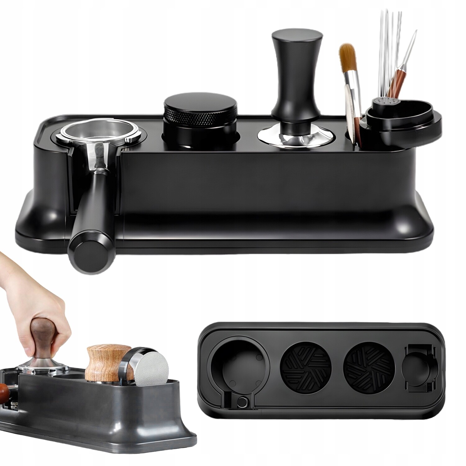 Tamper Na Kávu 51-58 MM Razítko Sabotážní Stanice Na Kávu Set 4V1 Černá