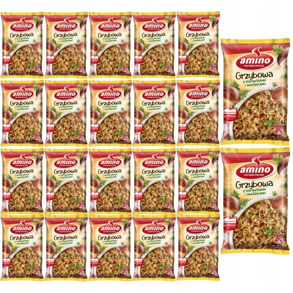 Amino Instantní houbová polévka s hříbky a máslovými kapustami 57 g x 22 kusů