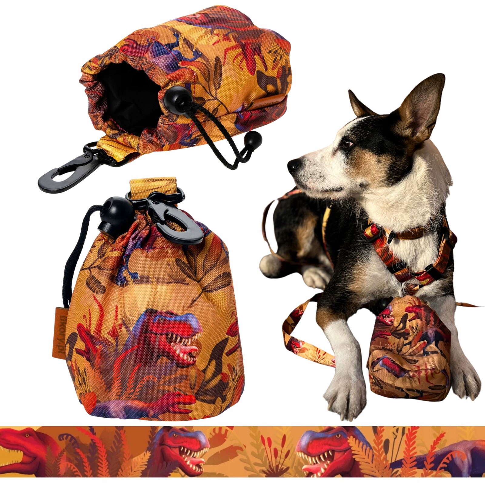 Procházková tréninková taška na pamlsky pro psy Ukory dinosaurus