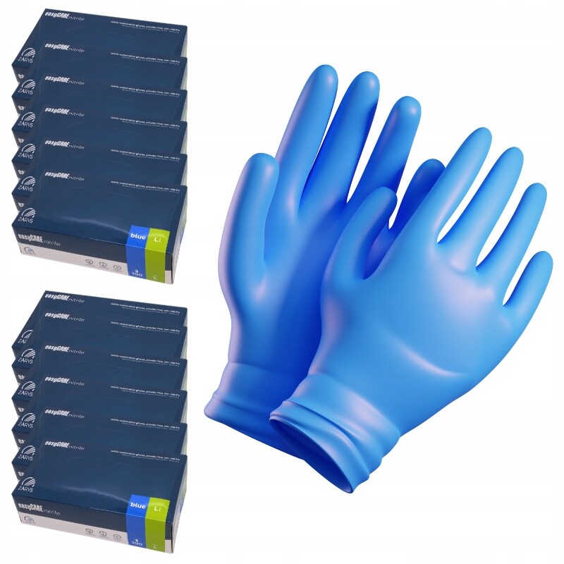 Nitrilové rukavice Bezpudrové Easycare Zarys modré, velikost L, 10 balení