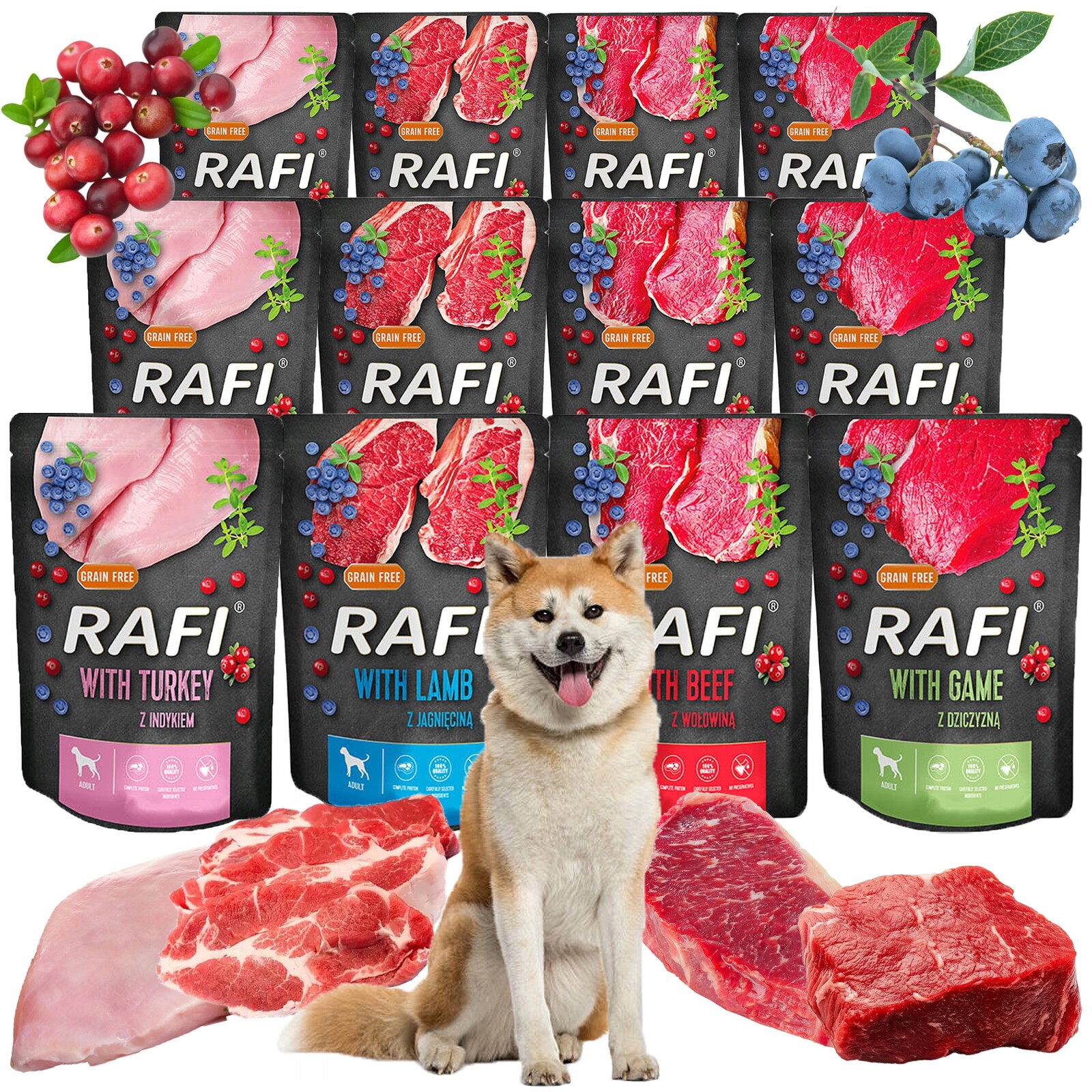 Vlhké Krmivo pro psa Rafi Dolina Noteci Sáček 12 x 300 g Mix Chutí