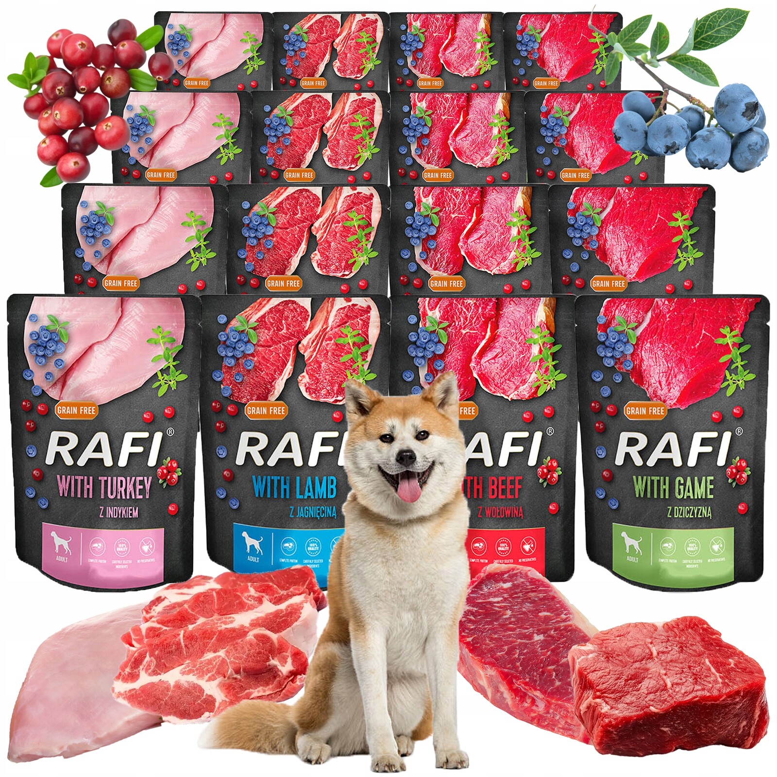 Vlhké Krmivo pro psa Rafi Dolina Noteci Sáček 16 x 300 g Mix Chutí