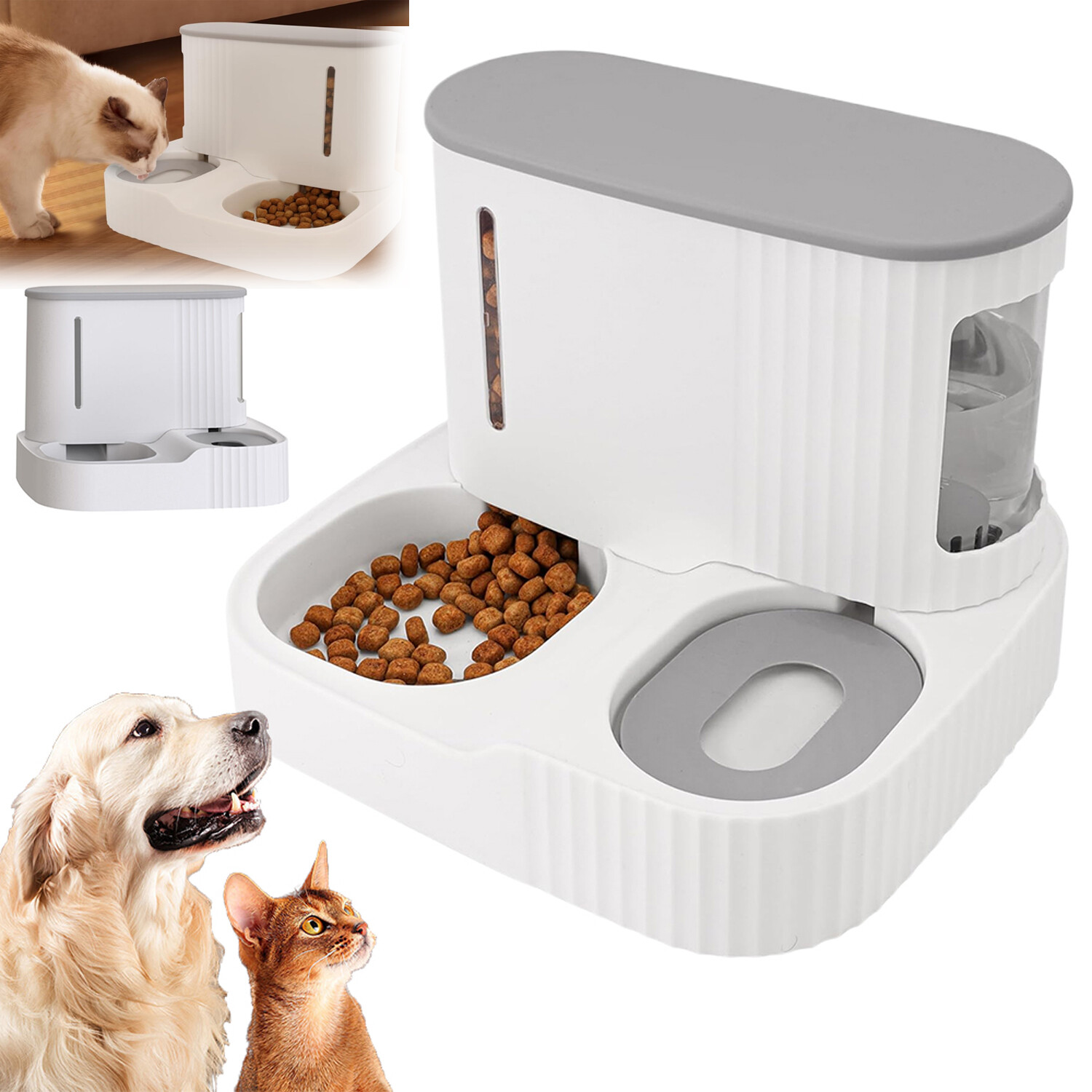 Automatický podavač krmiva a vody Pro Kočky a psa s ocelovou miskou, pohodlný