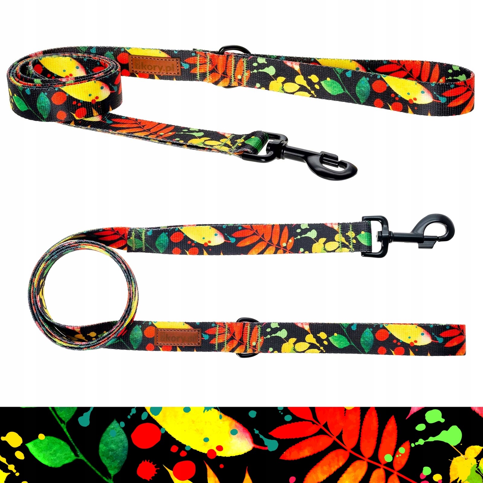 Městská vycházková Vodítko pro velkého psa nad 20 kg 150 cm Ukory Černá