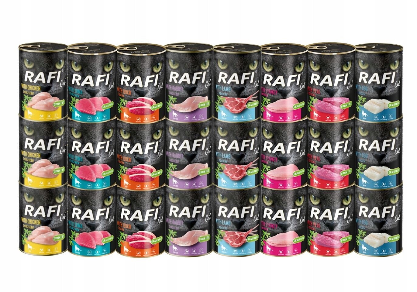 Mokré krmivo pro kočky Rafi mix chutí 24x400 g Dolina Noteci