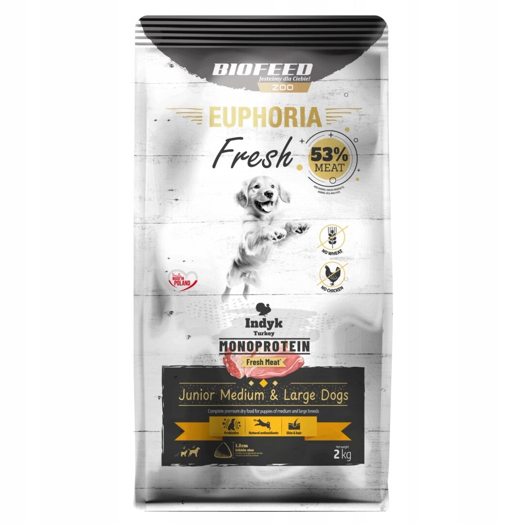 Biofeed Euphoria Fresh 2kg Monoproteinové suché Krmivo pro štěňata Krůta