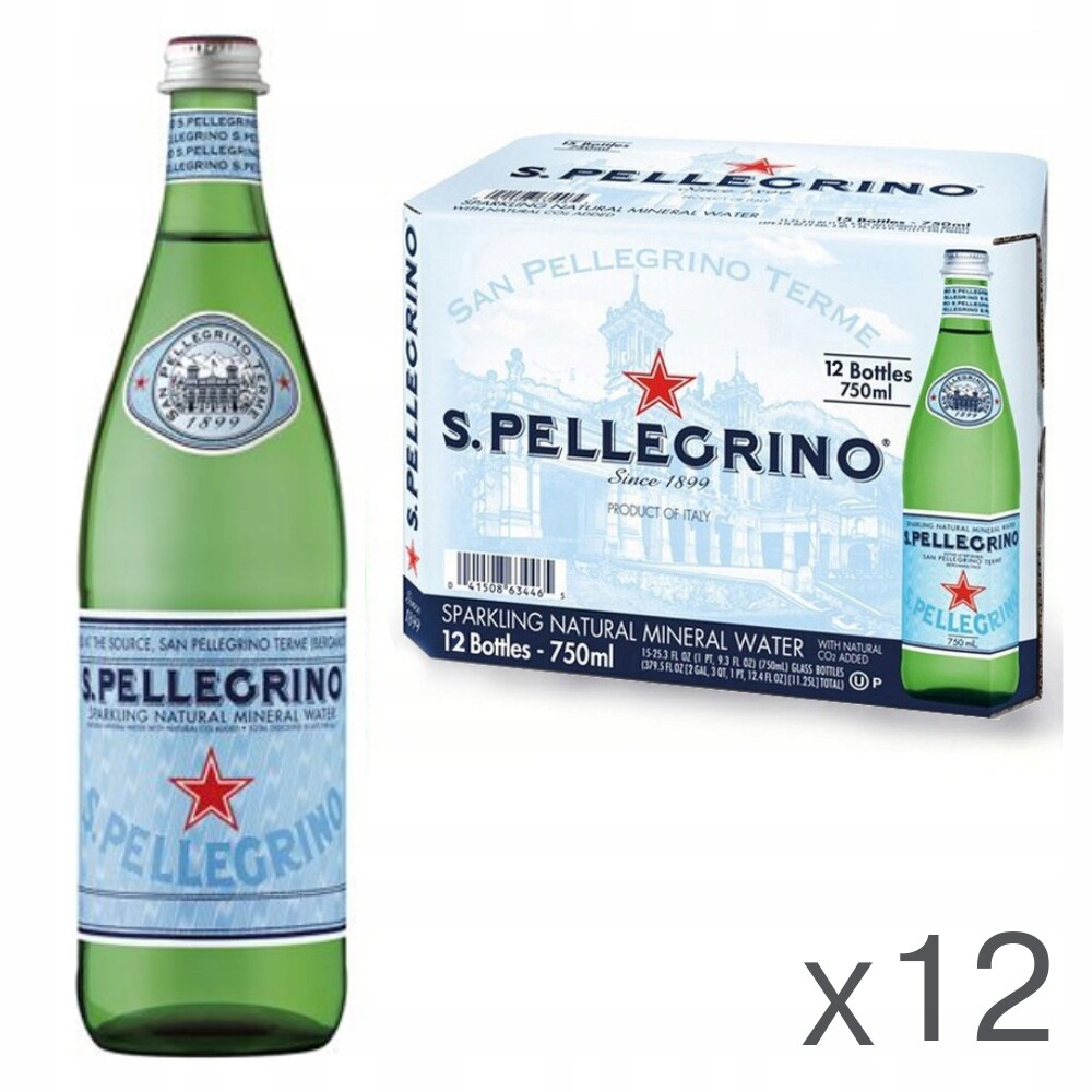 San Pellegrino Přírodní perlivá alpská minerální voda Sklo 12 x 0,75 l