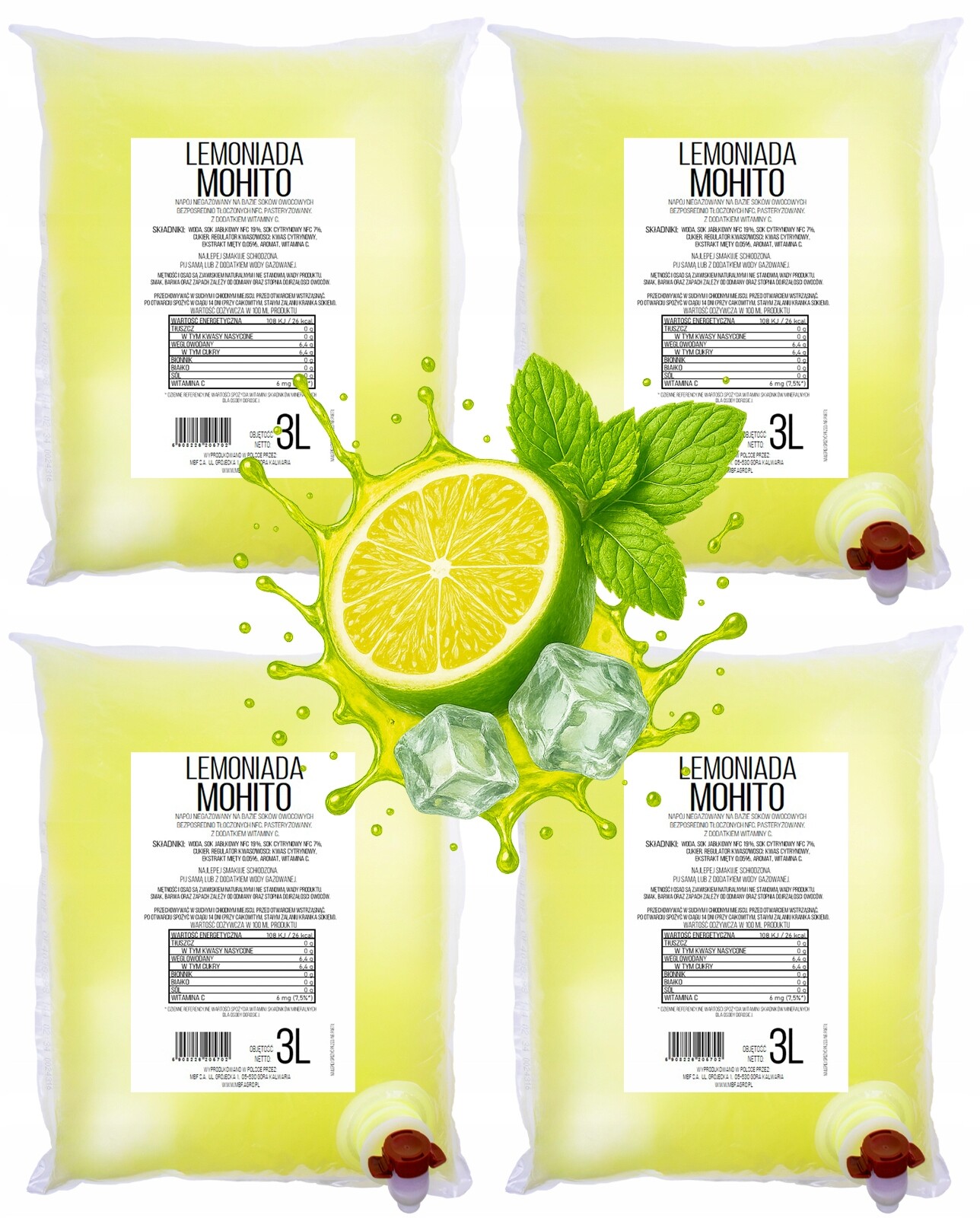 Limonáda Mohito na bázi šťáv Nfc Pure Press 4 x 3L