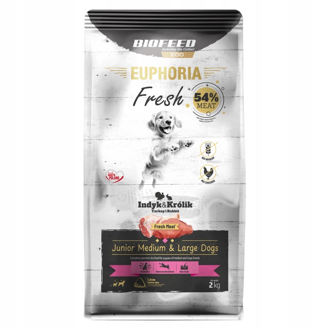 Biofeed Euphoria Fresh Turkey 2kg Krmivo pro štěňata středních a velkých plemen