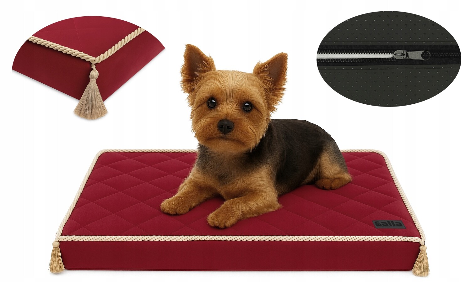 Pelíšek Lehátko pro psa kočku pěnová matrace se zámkem 70x50 bordo