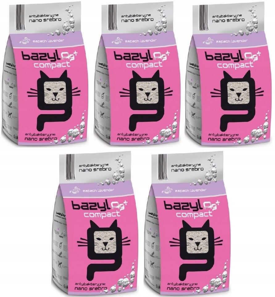 Stelivo pro kočky Bazyl Ag+ Compact Lawenda 5x5L bentonitové