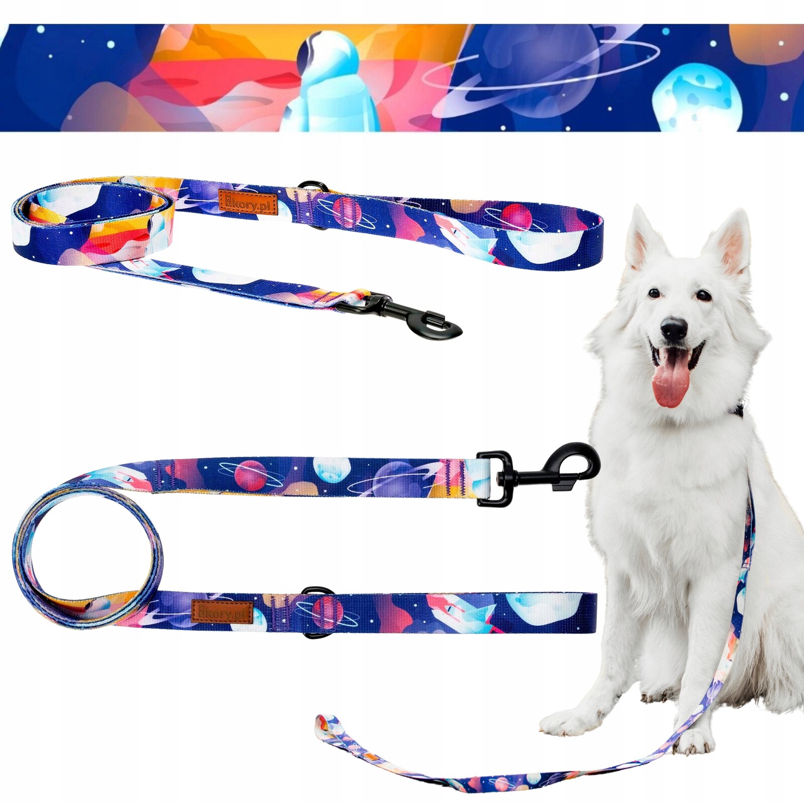 Městská vodítko pro středního psa do 20 kg 150 cm beagle Ukory Nasa planety