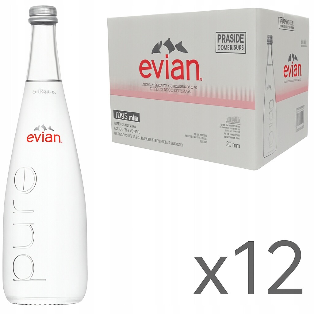 Evian Minerální voda Neperlivá Bohatá minerálizace Sklo 12x0,75L