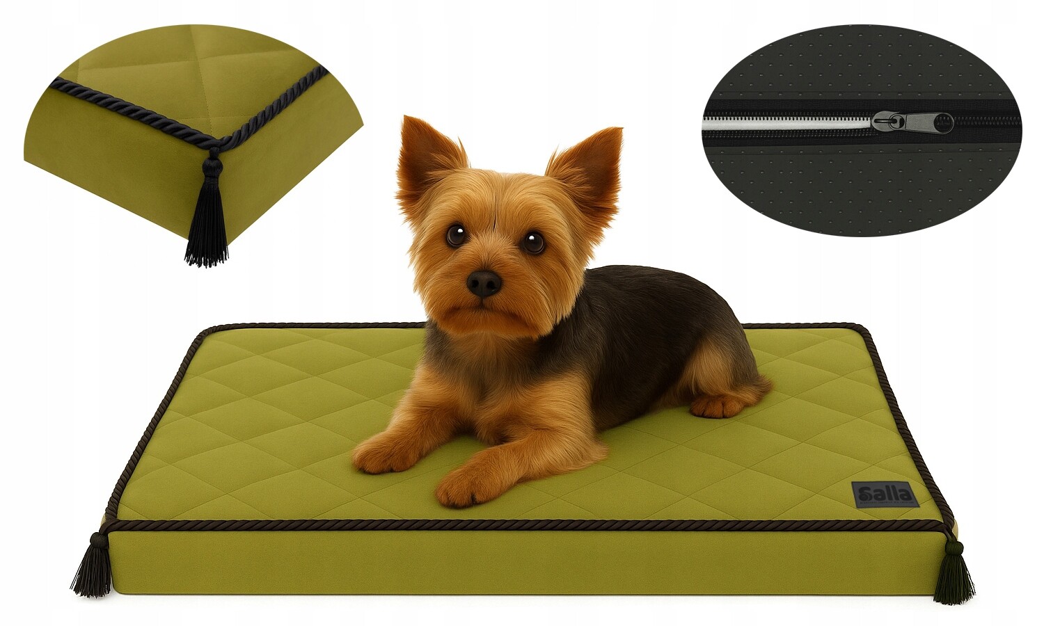Pelíšek Lehátko pro psa kočku pěnová matrace se zámkem 60x40 olivová