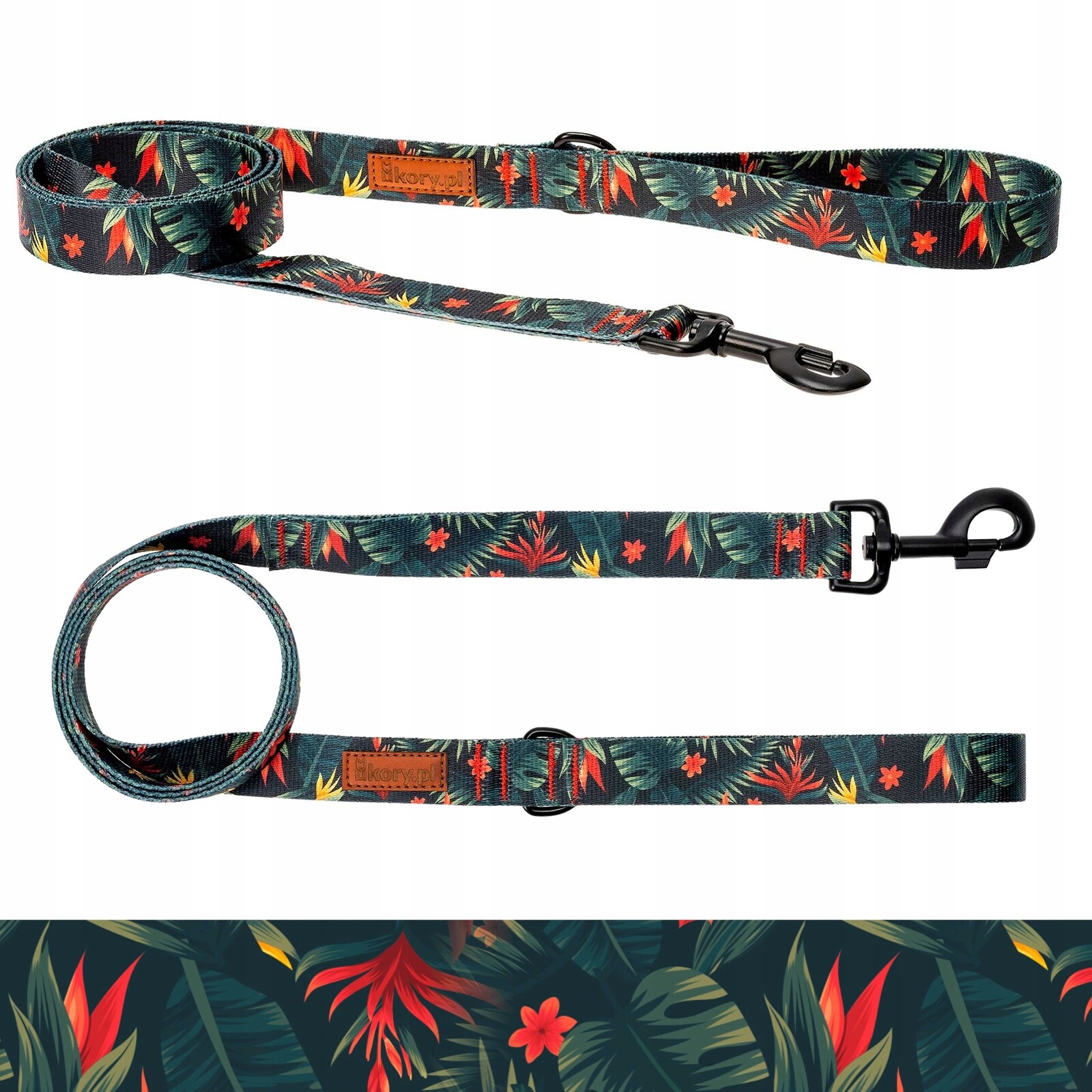 Vodítko obyčejná jednoduchá Velký Pes nad 20 kg 150 cm Ukory vzor Listy