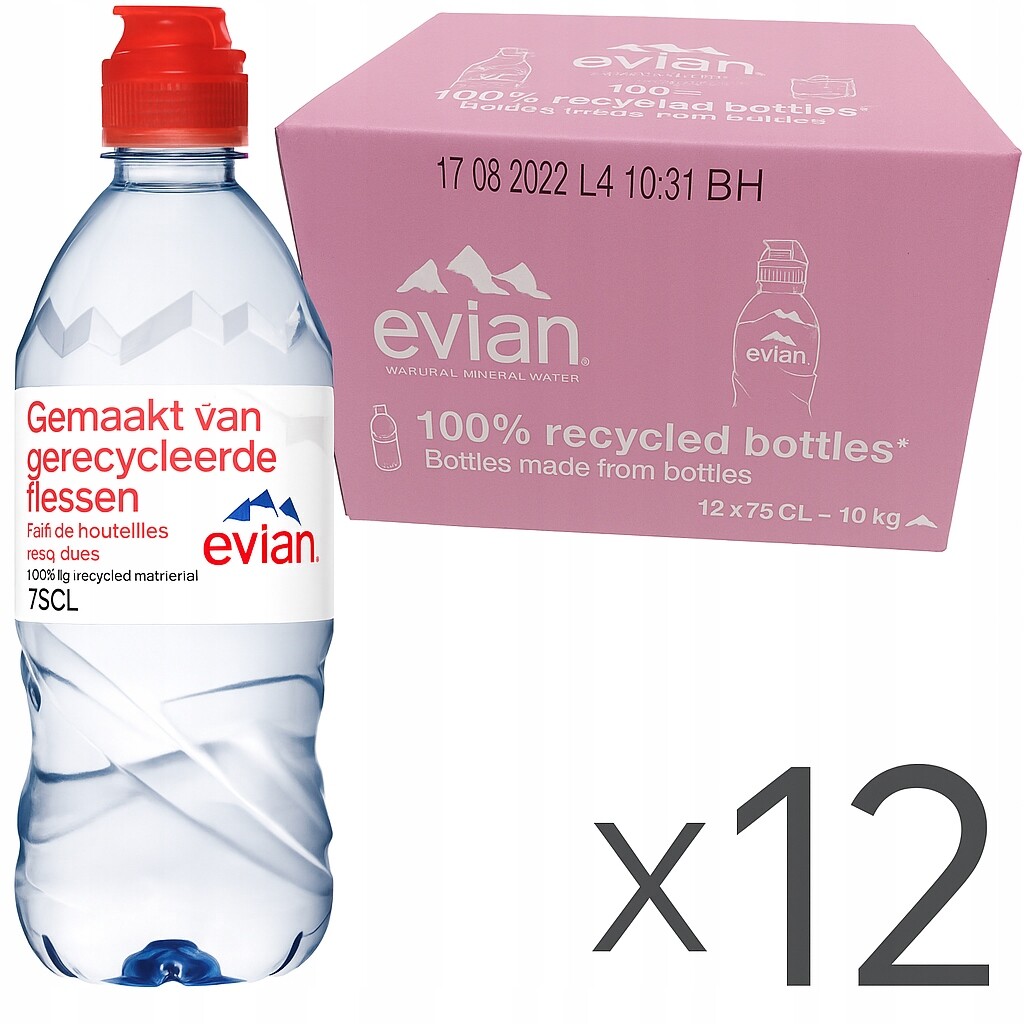 Evian Sport Minerální voda neperlivá se sportovním víkem Pet 12 x 0,75 l