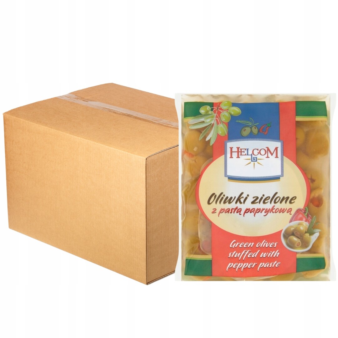 Helcom Zelené olivy s paprikovou pastou 195 g x 20 kusů