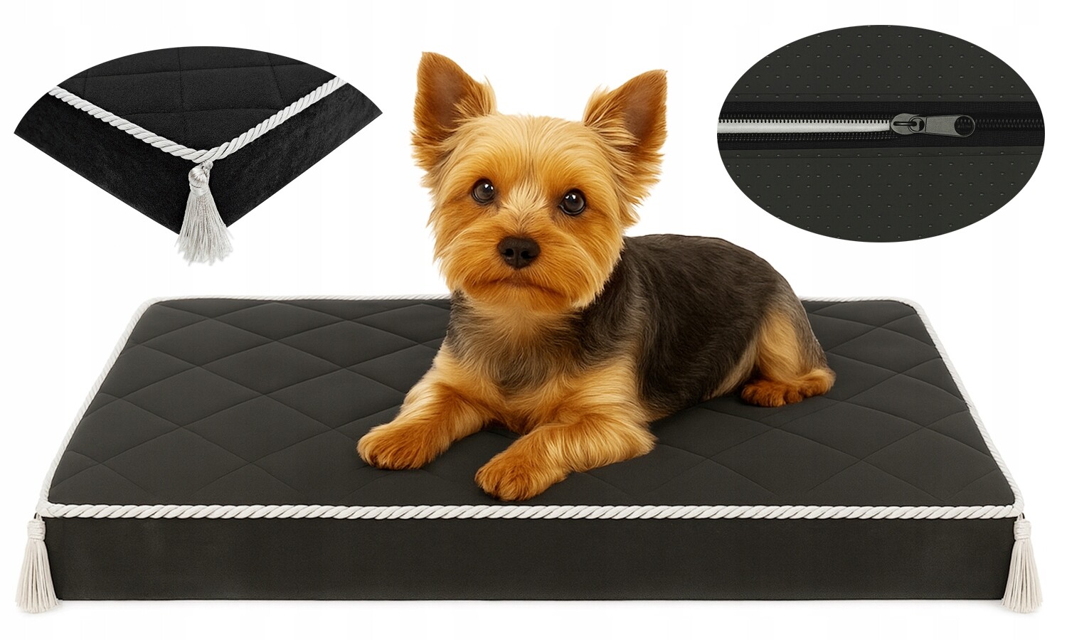 Pelíšek Lehátko pro psa kočku pěnová matrace se zámkem 70x50 černá