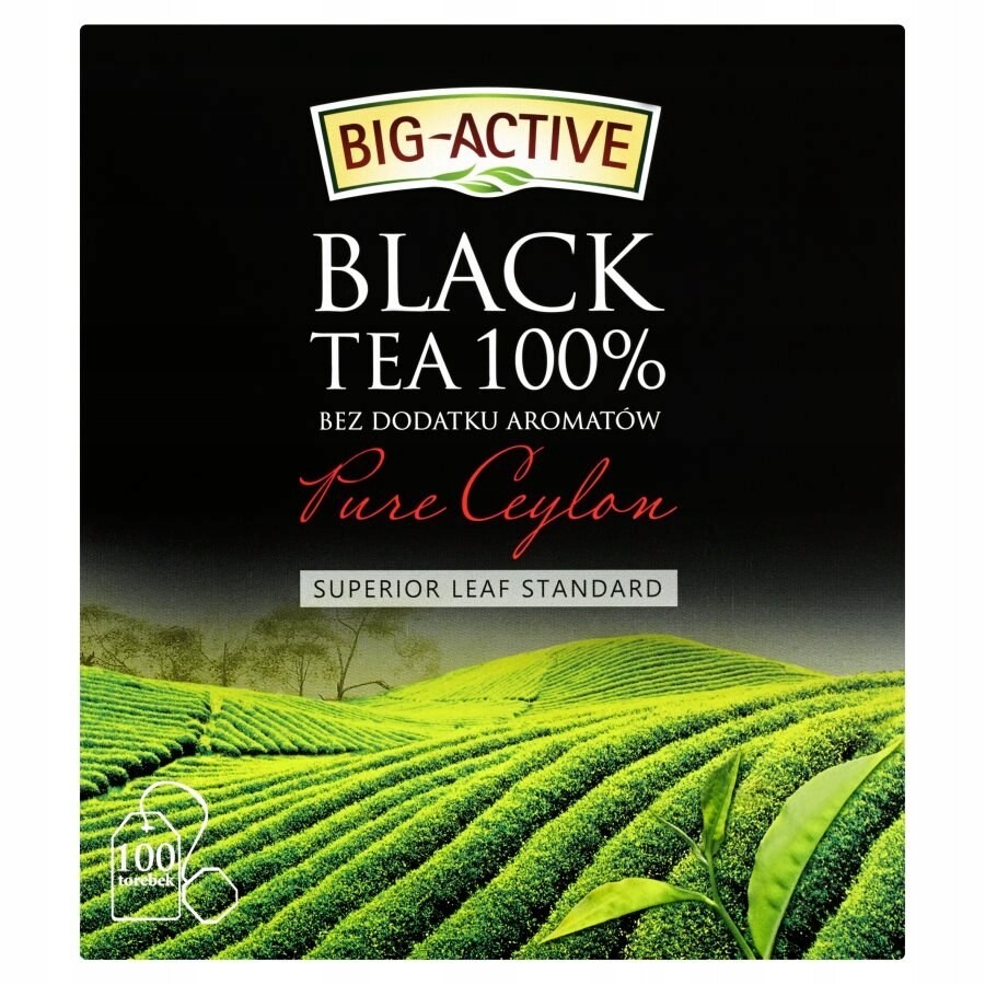 Čaj Big-active Pure Ceylon, 100 sáčků x2 g s přívěskem, černý, 8 kusů