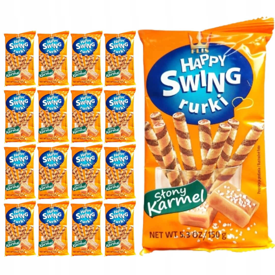 Flis Happy Swing vaflové trubičky slaný karamel 150 g x 16 kusů