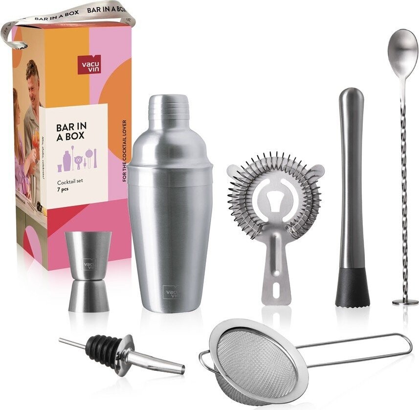 Nerezový set na přípravu koktejlů Bar in Box – VacuVin