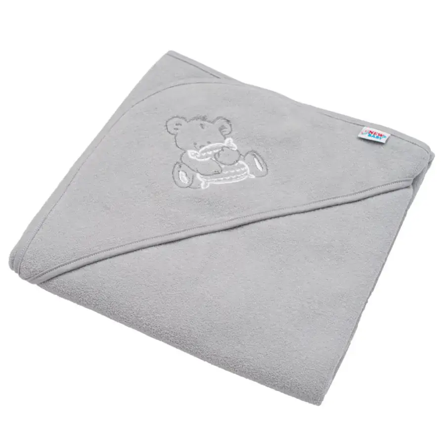 NEW BABY Dětská froté osuška s kapucí New Baby 80x80 šedá medvěd