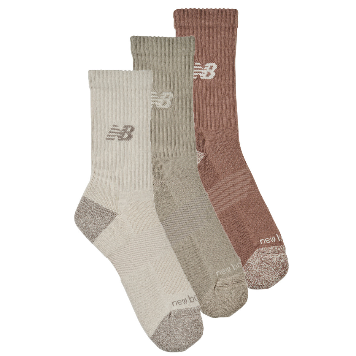 New Balance  ACTIVE CUSHION CREW SOCKS 3 PACKES  Hnědá