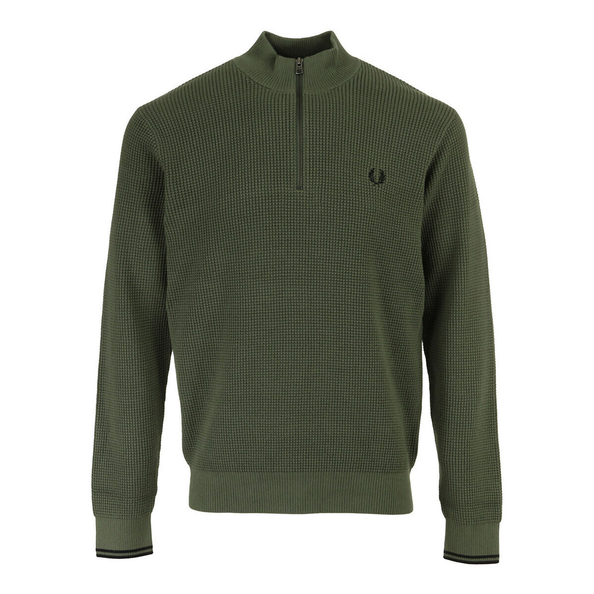 Fred Perry  Waffle Stitch Half ZipJumper  Zelená