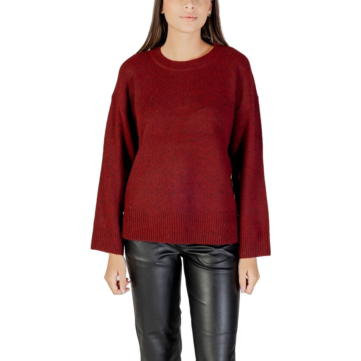 Only  ONLRENE LIFE LS BUTTON O-NECK CC KNT 15350612  Červená